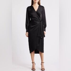 NWOT Sam Edelman Long Sleeve Faux Wrap Satin Dress Size 10